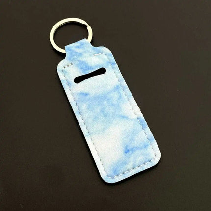 Marble Pattern Custom Keychain Women Personalize Portable Lipstick Case Cover Waterproof Lip Balm Pouch Creative Girlfriend Gift