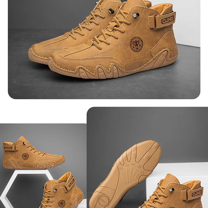 CLOHOO Hand-Sewn Octopus Design Men's Short Boots High-Top Leather Riding Boots Stylish Men's Footwear
