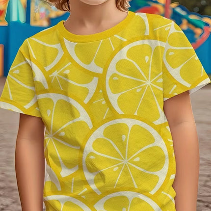 Fashion Lime Lemon Pattern T-Shirt for Kids Hot Sale Fruit 3D Printed T Shirts Summer Round Neck Tees Tops Loose Short Sleeves