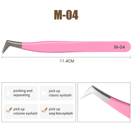 Natuhana Rose red Tweezers Stainless Steel  Tweezers High Precision Anti-static Tweezers for Eyelash Extensions Makeup