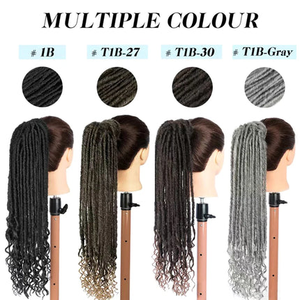 Clip In Dreadlock Ponytail Extensions Faux Locs Twisted Hairpiece for Black WomenGoddess Locs Wrap Around Synthetic Fake Pony Ha
