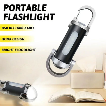 LED Keychain Flashlight, USB Rechargeable Mini Light, Perfect for Camping Hiking Reading Fishing