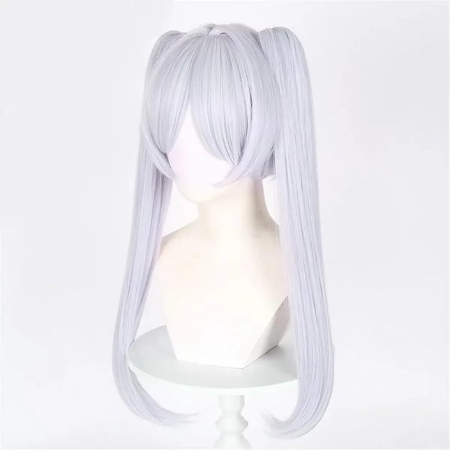 Silver White Short Double Ponytail High Quality Synthetic Wig | Anime Character Cosplay Wig Anime Reality Show Wig