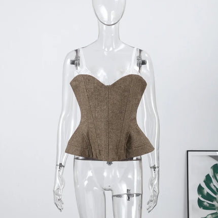 Sexy Slim Red Tube Top Women's Fashion Sleeveless Backless Solid Closed Waist Sling Female 2026 Spring Summer Lady Vest Party