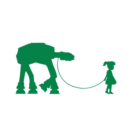 A Girl and Her AT-AT Imperial Walker Sci-Fi Vinyl Sticker For Girl's Laptop Creative Decor Car Window Decoration