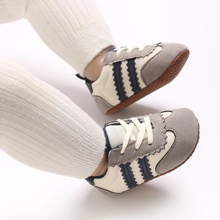 Fashion color blocking casual shoes Baby First Walkers 0-18M newborn children's canvas sports shoes soft soled baby shoes