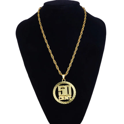 Golden Plated Hip Hop Rock Necklace Stainless Steel US Dollar Money Sign Pendant Necklace Mens Women Jewellery Gift