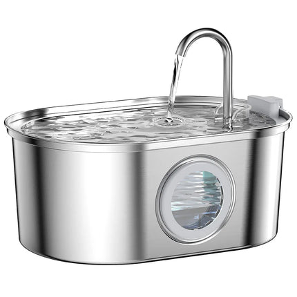 Stainless Steel Cat Automatic Drinking Fountain Dog Drinking Fountain Ultra-Quiet Pet Fountain With Window Cat Water Feeder