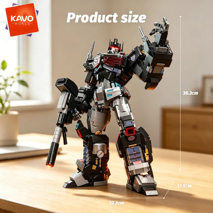 KAVOWORLD 2045PCS Future Technology Dark Commander Mecha Building Bricks Kit Articulated Limbs Robot Figure with LED Lights Collectible Display Model DIY Assembly Tech Interactive Toy Birthday Gift for Robot Enthusiasts