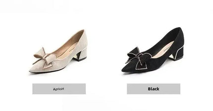 2025 New Style French Style Women's Flats With Thick Heels And Pointed Toes Plus Size Shoes 35-41 Autumn Season Rubber Upper