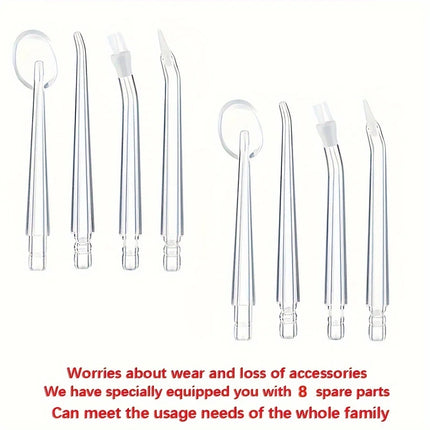 8-Piece Set Water Flosser Replacement Tips, Standard & Orthodontic Nozzles, Unscented Oral Irrigator Accessories Teeth Cleaning