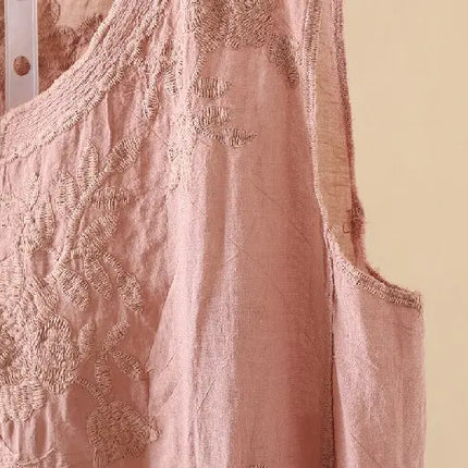 Ele Embroidered Loose Women's Tank Top Trendy Design Summer New Sle Cotton Comfortable Fit Overhead Casual Wear