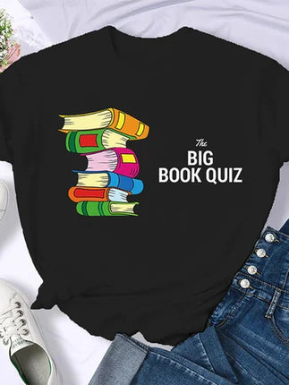 Coffee Books Brown books American retro T-shirt woman round neck half sleeve T-shirt printed T-shirt top woman oversized