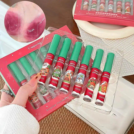 Cappuvini 6-Pack Lip Gloss Set Christmas Gift Water Light Long-Lasting Easy Apply Lip Glaze Lipstick Collection