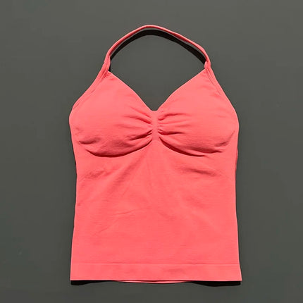 HISTELLO Impact Longline Strappy Top Sports Yoga Vest Women Fitness Tank Top Gym Beautiful Open Back Bra Running Workout Halter