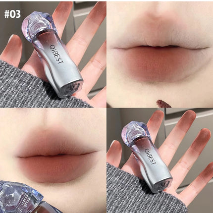 QIBEST Matte Velvet Liquid Lipstick Natural Long-Lasting Highly Pigmented Lip Mud Portable Finish Universal Lip Gloss Makeup