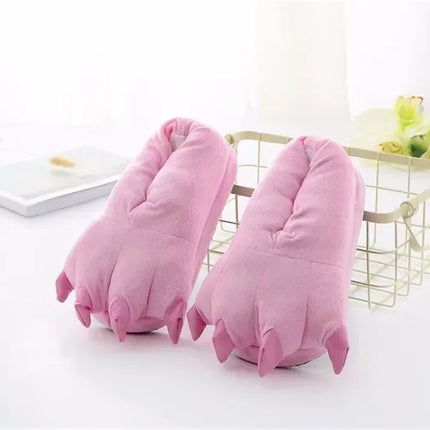 Tiger Animal Paw Slippers For Boy Girl Unisex Kids Cute Monster Claw Slippers Cartoon Soft Plush Warm Home Slippers Child Shoes