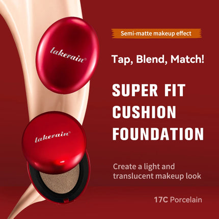 LAKERAIN 12 Color Red Shell Air Cushion Foundation Natural Coverage Lightweight Breathable Air Cushion Foundation