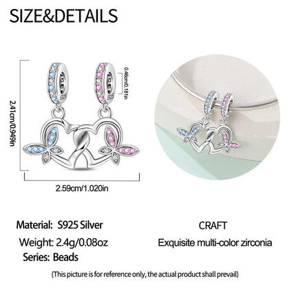 Original 925 Sterling Silver Charms Bead Inlaid Zirconium Jigsaw Puzzle Pendants Gift Fit Bracelet Jewelry DIY Marking