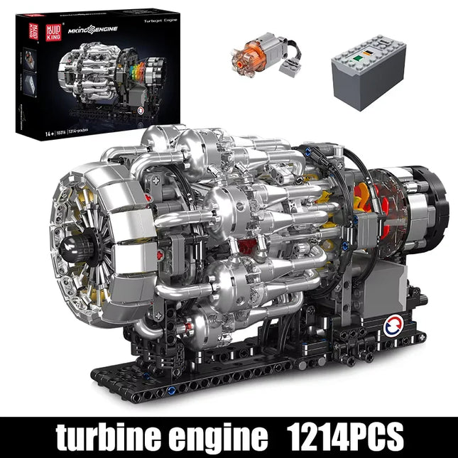 Mould King 10216 Technical Car Engine Toys The Motorized Turbojet Engine Building Block Assembly Engine Brick Kid Christmas Gift