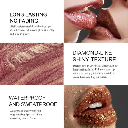 Glitter Pearlescent Crayon Lipstick Quicksand Golden Shining Non-stick Cup Shiny Lip Tint Fine Shimmer Lip Liner Stick Makeup