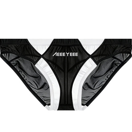 Ultra-thin Breathable Japanese-Style Transparent Sexy Men's Underwear Triangle Briefs With Smooth Ice Silk And Low Waistline