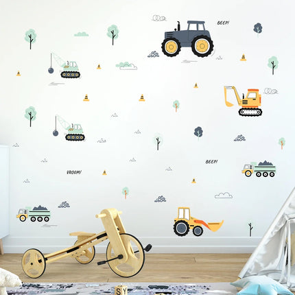Cartoon Car Construction Truck Furniture Wall Stickers for Kids Room Living Room Wall Decals Baby Child Home Decoration Bedroom