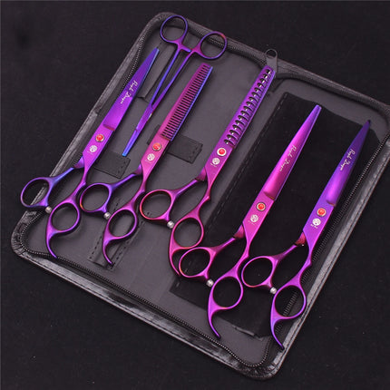 Pet Grooming Scissors Purple Dragon Japan Stainless Pink Curved Scissors For Dogs Dog Thinning Scissors Pet Chunker Shears Z3003