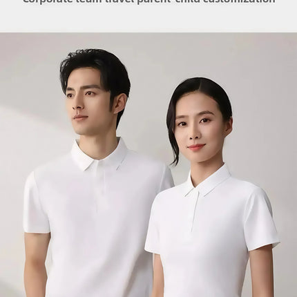 6XL Anti-Wrinkle Pearl Weave Cool Feeling Solid Color Polo Shirt Seamless Collar Four Button Men's T-Shirt Summer Breathable