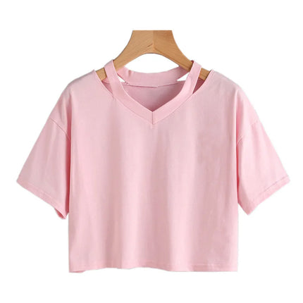 Y2k Crop Tops Women's Graphic Short Sleeve V-neck Cropped T-shirt 90s Vintage T-shirt Woman Summer Sexy T-shirt