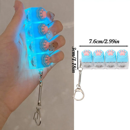 Cat Claw Button Decompression Toy Mechanical Keyboard 4-Key Shaft Tester Luminous Decompression Button Keyboard Keychains