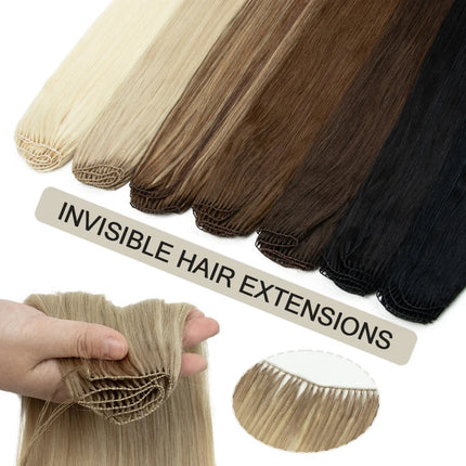 VADES Invisible Feather Hair Extensions Human Hair Long Straight Hair Extension Natural Sew In Microring Hair Weft  for Women