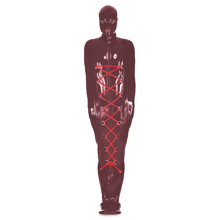 Full Body Hooded Shiny PVC Leather Bondage Bag BDSM Binder Straitjacket Exotic Bodysuit Fetish Slave Restraints Sleeping Sack
