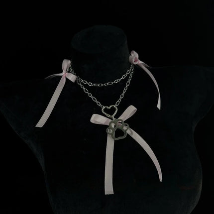 Bow Collar with Nipple Clamps Sexual Fantasy Accessories Anal Plug Leash Stimulation Chest Restraint Cat Claw Pendants Sex Toyss