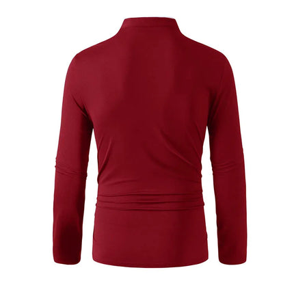 2025 New Men's Casual and Fashionable Solid Color Long-Sleeved Stand-Up Collar T-Shirt Summer Versatile and Comfortable Top