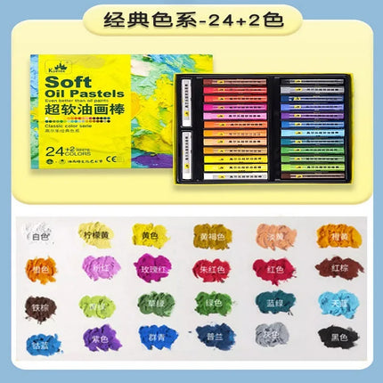 24/48 Super Soft Oil Pastels for Art Painting, Drawing, Blending, Oil Crayons Art Supplies for Artists, Beginners, Students