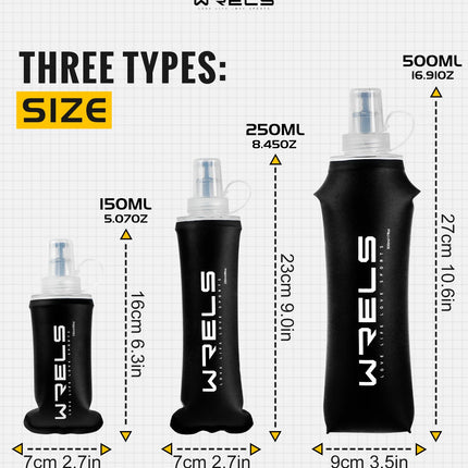 WRELS Water Bottle TPU Folding Soft Flask Outdoor Sport Water Bag Collapsible Water Bottle 500ml For Running Camping BPA Free