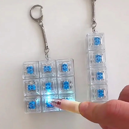 1PC Keyboard Fidget Toys LED Crystal Keycap Keychain Stress Relief Fingertip Gadget Decompression Toys Clicker Fidget Toy