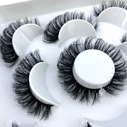 5 Pairs Fluffy Lashes 8-25mm 3D Mink Lashes Long Thick Natural False Eyelashes Wholesale Lashes Vendors Makeup Mink Eyelashes