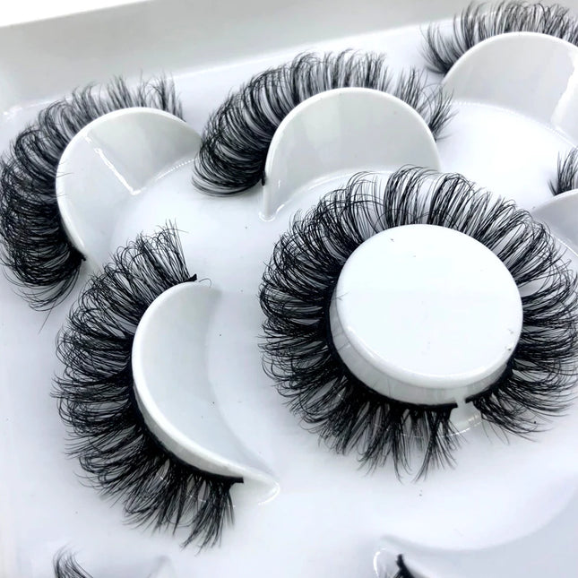 5 Pairs Fluffy Lashes 8-25mm 3D Mink Lashes Long Thick Natural False Eyelashes Wholesale Lashes Vendors Makeup Mink Eyelashes