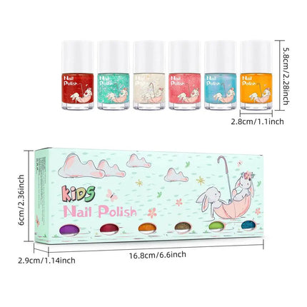 6Colors Nail Polishs Peel-off Gel Sticker Non Toxic Quick Dry Peel Off Gel Glitter Sequins Nude Water-based Nail Polishs