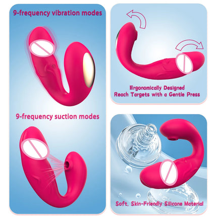 2 IN 1 Dildo Vibrator For Women Nipple Sucker Clitoris Stimulator G Spot Massage APP Control 9 Vibrating Modes Adults Sex Toys