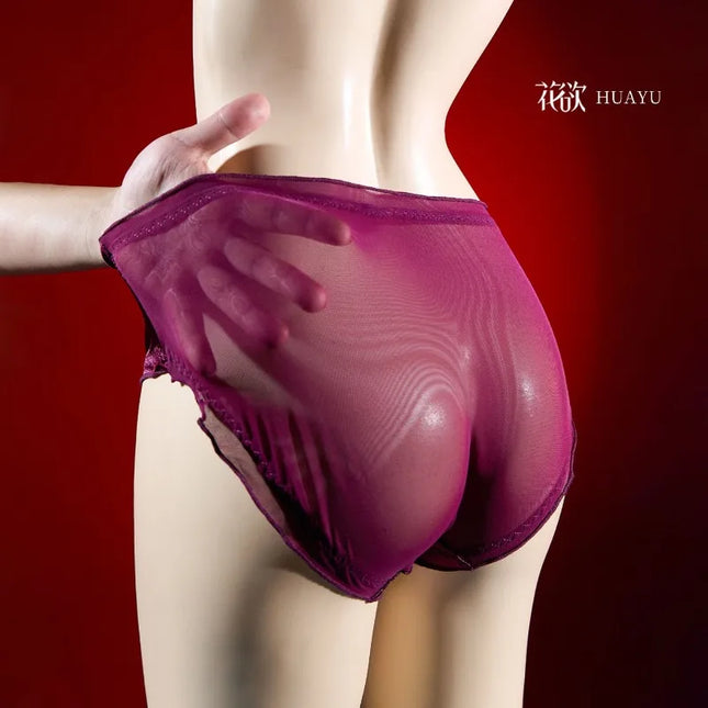 Large Size Satin Mesh Sissy Pouch Panties Men's Sexy Lingerie Underwear Femboy Bullet Separation Briefs Crossdressers Transgender