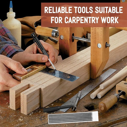 Solid Carpenter Pencil Set with Built-In Sharpener Deep Hole Marking Tool Automatic Pencil Drawing Lead Core for Precision Work