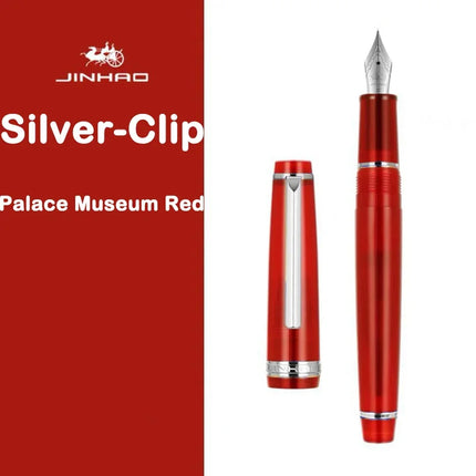 JINHAO 82 Fountain Pen Gold Trim Acrylic Barrel Silver Clip for Writing Calligraphy Signature School Office Supplies Stationery