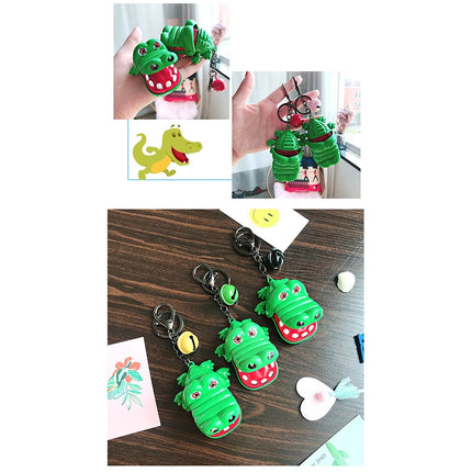 Funny Cute Cartoon Mouth Tooth Alligator Hand Keyring Children's Toy Biting Crocodile Game Keychain Women Men Gift Bag Pendant