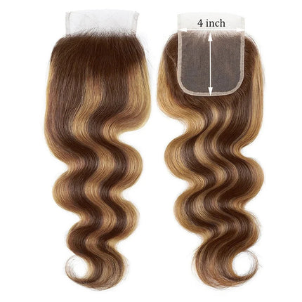 Body Wave Highlight 360 Lace Frontal Only Ombre Brown Honey Blonde 2x6 4x4 5x5 13x4 Lace Closure P4/27# Human Hair Extensions