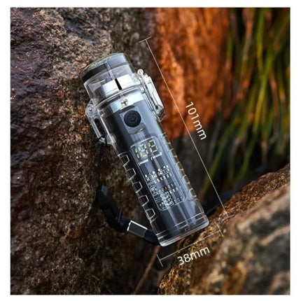 Waterproof Outdoor Camping Compass Dual Arc Type-C Plasma USB Electric Lighter Multi-Function Flashlight Survival Ignition Tool
