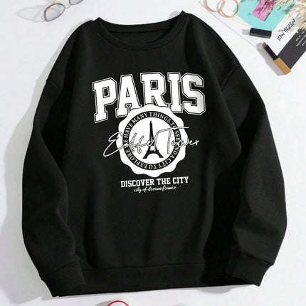 Paris Discover The City Sweatshirts Womens Letter Prints Hoodie Crewneck Fleece 2025 Autumn Winter Comfortable Woman Clothes