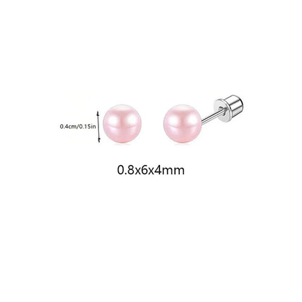 Hypoallergenic Spiral Earrings for Ladies Surgery Steel Cute Heart CZ Flowers Pearl Ball Small Stud Earrings for Girls